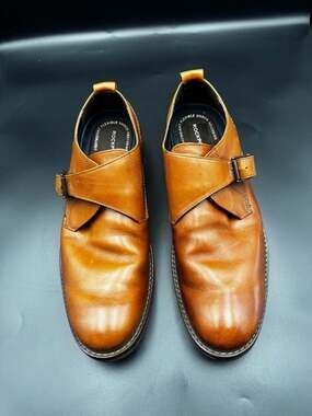 Rockport Wynstin Tan Leather Monk Strap Shoes Men's 10 Luxury